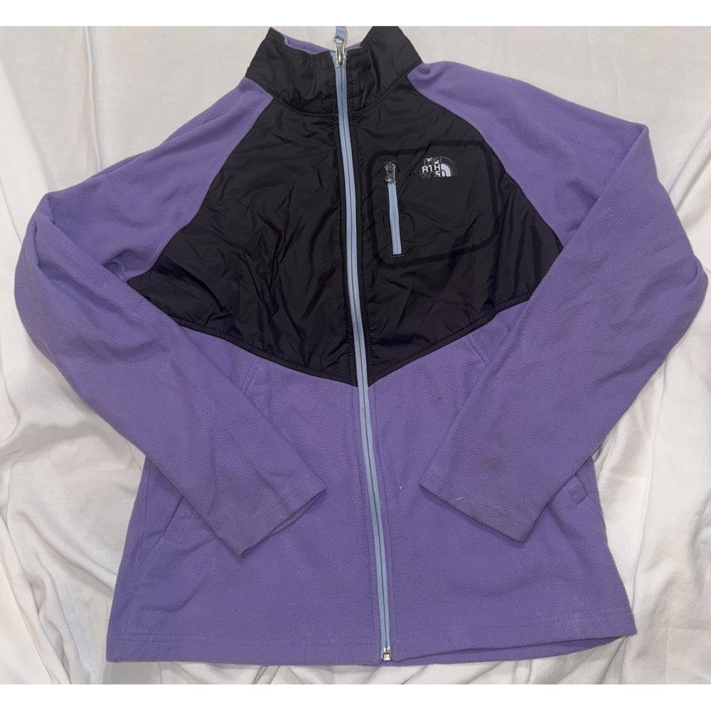 The North Face Girls Purple/Gray Fleece Jacket Full Zip Lightweight XL (18)